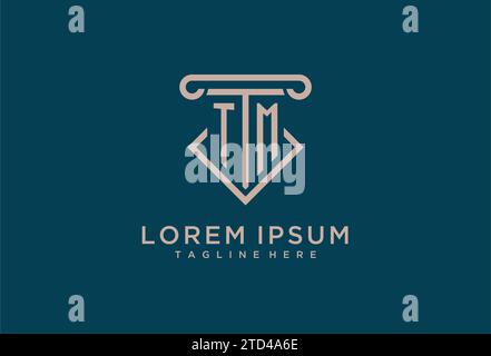 TM initial with pillar icon design, clean and modern attorney, legal firm logo design ideas Stock Vector