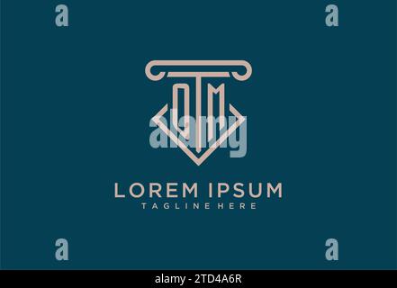 OM initial with pillar icon design, clean and modern attorney, legal firm logo design ideas Stock Vector