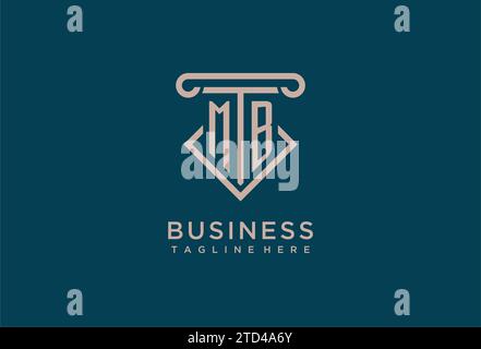 MB initial with pillar icon design, clean and modern attorney, legal firm logo design ideas Stock Vector