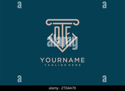 OE initial with pillar icon design, clean and modern attorney, legal firm logo design ideas Stock Vector