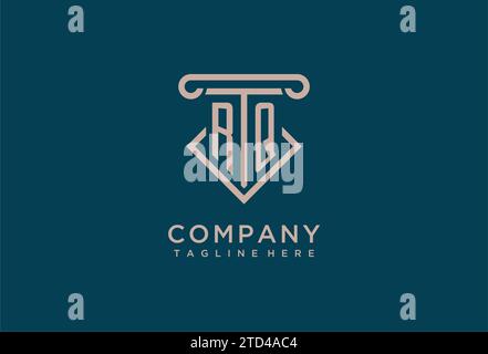 RQ initial with pillar icon design, clean and modern attorney, legal firm logo design ideas Stock Vector