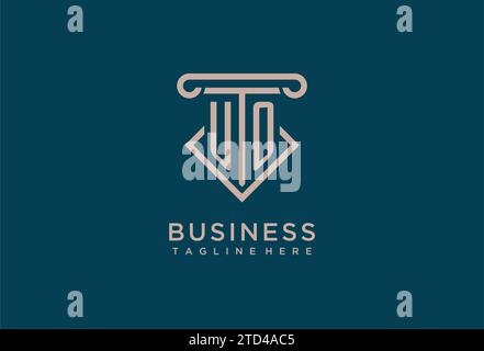 UO initial with pillar icon design, clean and modern attorney, legal firm logo design ideas Stock Vector
