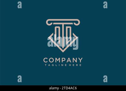 ND initial with pillar icon design, clean and modern attorney, legal firm logo design ideas Stock Vector