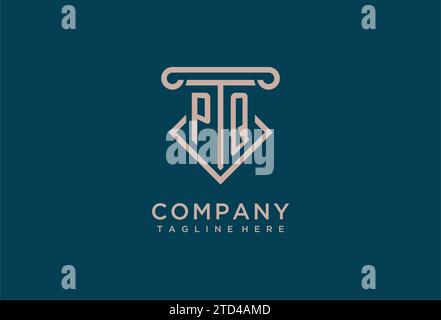 PQ initial with pillar icon design, clean and modern attorney, legal firm logo design ideas Stock Vector