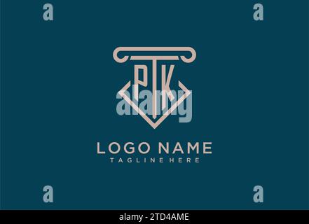 PK initial with pillar icon design, clean and modern attorney, legal firm logo design ideas Stock Vector