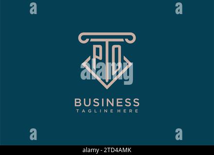PO initial with pillar icon design, clean and modern attorney, legal firm logo design ideas Stock Vector