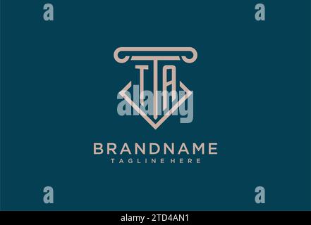 TA initial with pillar icon design, clean and modern attorney, legal firm logo design ideas Stock Vector