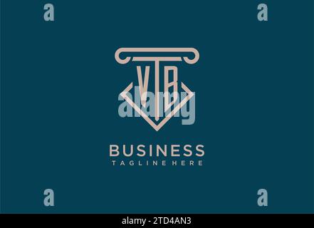 VB initial with pillar icon design, clean and modern attorney, legal firm logo design ideas Stock Vector