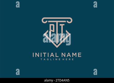 PI initial with pillar icon design, clean and modern attorney, legal firm logo design ideas Stock Vector