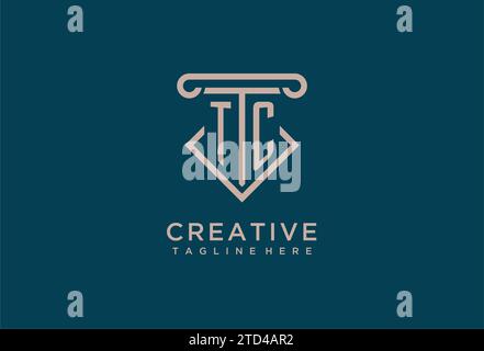 TC initial with pillar icon design, clean and modern attorney, legal firm logo design ideas Stock Vector