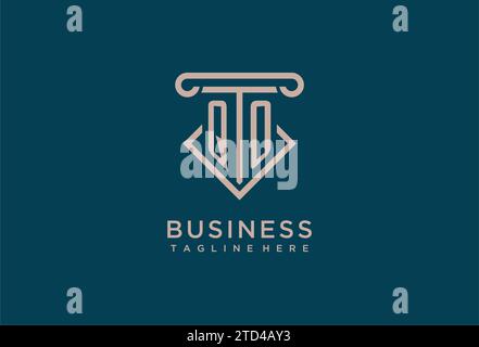 QO initial with pillar icon design, clean and modern attorney, legal firm logo design ideas Stock Vector