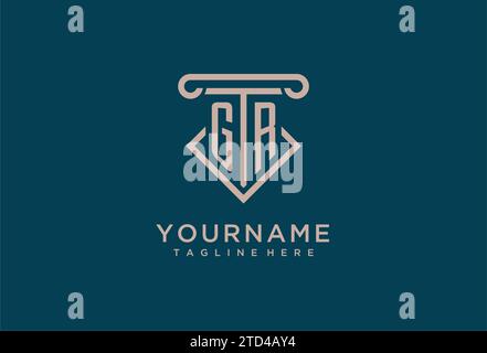 GR initial with pillar icon design, clean and modern attorney, legal firm logo design ideas Stock Vector