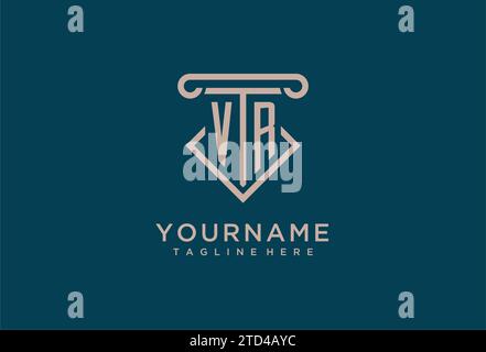 VR initial with pillar icon design, clean and modern attorney, legal firm logo design ideas Stock Vector