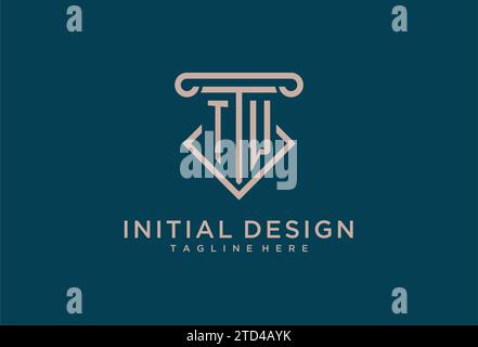 TW initial with pillar icon design, clean and modern attorney, legal firm logo design ideas Stock Vector