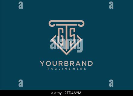 GS initial with pillar icon design, clean and modern attorney, legal firm logo design ideas Stock Vector