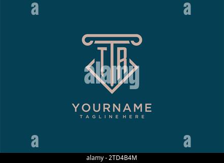 TR initial with pillar icon design, clean and modern attorney, legal firm logo design ideas Stock Vector