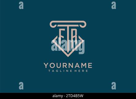 FR initial with pillar icon design, clean and modern attorney, legal firm logo design ideas Stock Vector
