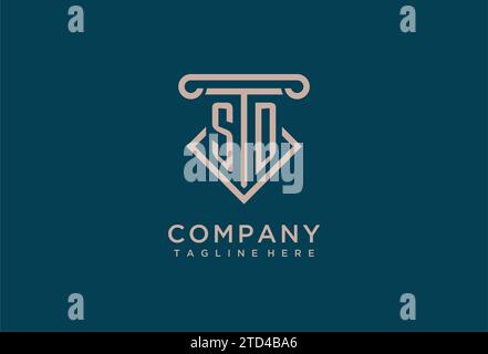 SD initial with pillar icon design, clean and modern attorney, legal firm logo design ideas Stock Vector