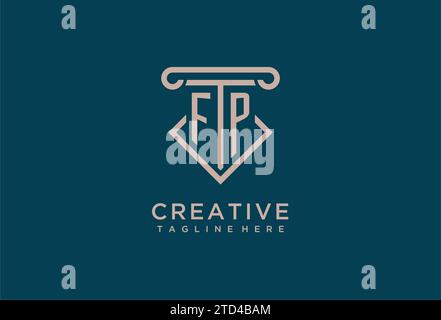 FP initial with pillar icon design, clean and modern attorney, legal firm logo design ideas Stock Vector