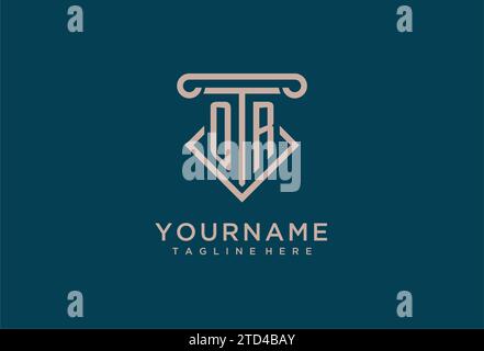 OR initial with pillar icon design, clean and modern attorney, legal firm logo design ideas Stock Vector