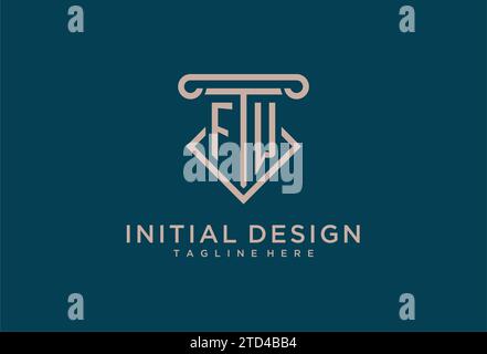FW initial with pillar icon design, clean and modern attorney, legal firm logo design ideas Stock Vector
