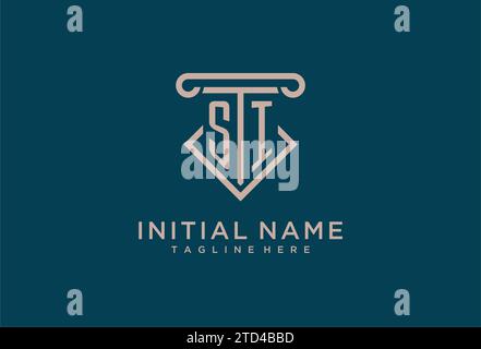 SI initial with pillar icon design, clean and modern attorney, legal firm logo design ideas Stock Vector