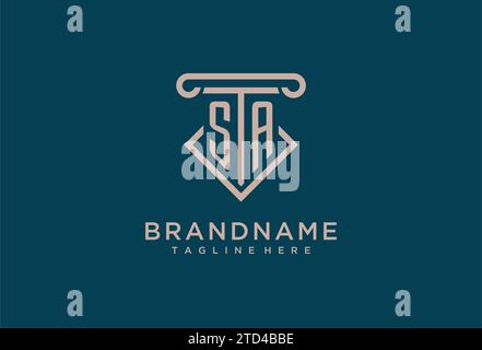 SA initial with pillar icon design, clean and modern attorney, legal firm logo design ideas Stock Vector