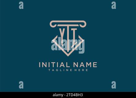 YI initial with pillar icon design, clean and modern attorney, legal firm logo design ideas Stock Vector