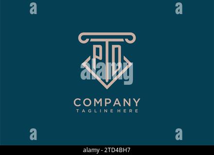 PD initial with pillar icon design, clean and modern attorney, legal firm logo design ideas Stock Vector