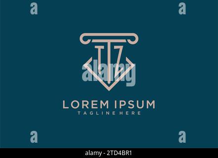 TZ initial with pillar icon design, clean and modern attorney, legal firm logo design ideas Stock Vector