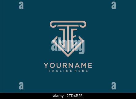 JE initial with pillar icon design, clean and modern attorney, legal firm logo design ideas Stock Vector