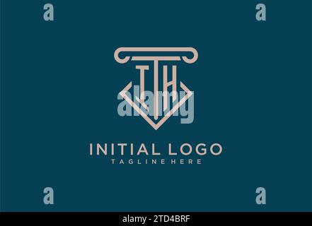 IH initial with pillar icon design, clean and modern attorney, legal firm logo design ideas Stock Vector