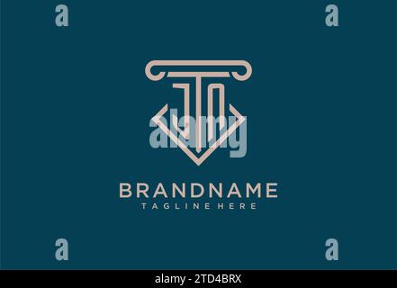 JN initial with pillar icon design, clean and modern attorney, legal firm logo design ideas Stock Vector