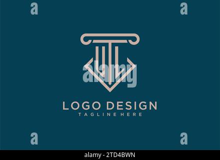 UL initial with pillar icon design, clean and modern attorney, legal firm logo design ideas Stock Vector