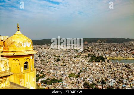 Aerial view of the Jaipur city from the Nahargarh fort, Rajasthan India Stock Photo