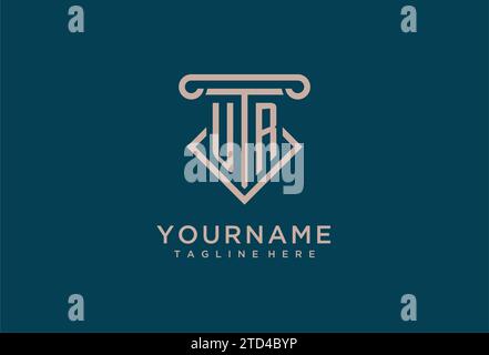 UR initial with pillar icon design, clean and modern attorney, legal firm logo design ideas Stock Vector