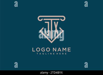 JX initial with pillar icon design, clean and modern attorney, legal firm logo design ideas Stock Vector