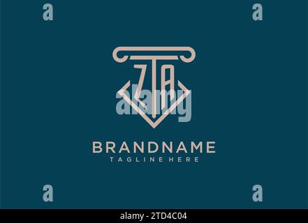 ZA initial with pillar icon design, clean and modern attorney, legal firm logo design ideas Stock Vector