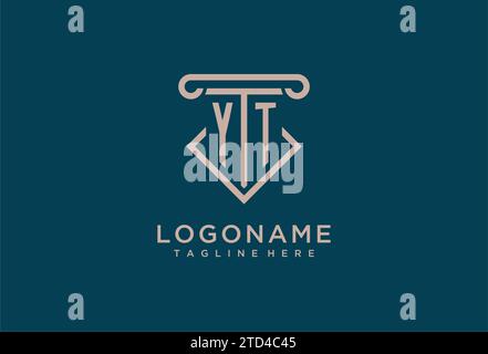 YT initial with pillar icon design, clean and modern attorney, legal firm logo design ideas Stock Vector