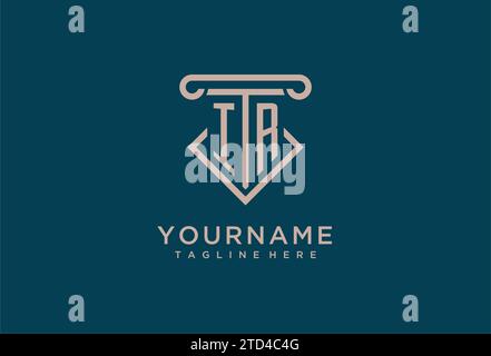 IR initial with pillar icon design, clean and modern attorney, legal firm logo design ideas Stock Vector