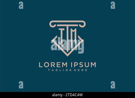 IM initial with pillar icon design, clean and modern attorney, legal firm logo design ideas Stock Vector