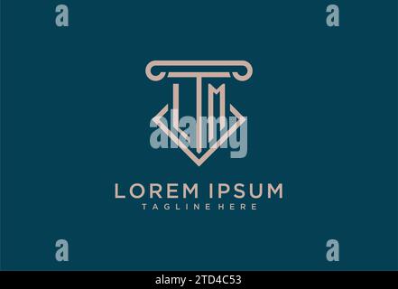 LM initial with pillar icon design, clean and modern attorney, legal firm logo design ideas Stock Vector