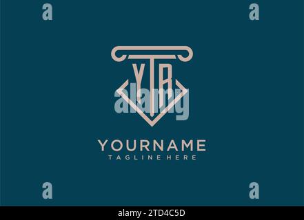 YR initial with pillar icon design, clean and modern attorney, legal firm logo design ideas Stock Vector