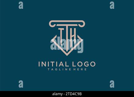 TH initial with pillar icon design, clean and modern attorney, legal firm logo design ideas Stock Vector