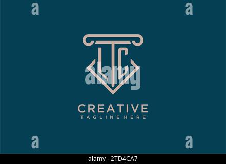 LC initial with pillar icon design, clean and modern attorney, legal firm logo design ideas Stock Vector