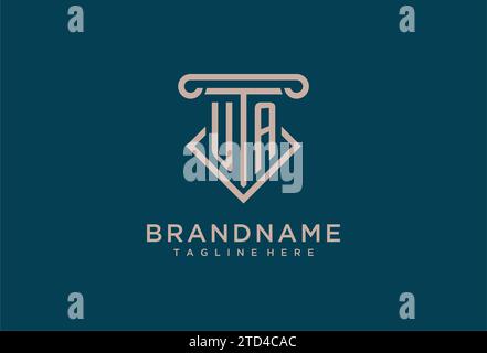 UA initial with pillar icon design, clean and modern attorney, legal firm logo design ideas Stock Vector