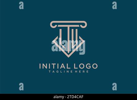 LU initial with pillar icon design, clean and modern attorney, legal firm logo design ideas Stock Vector