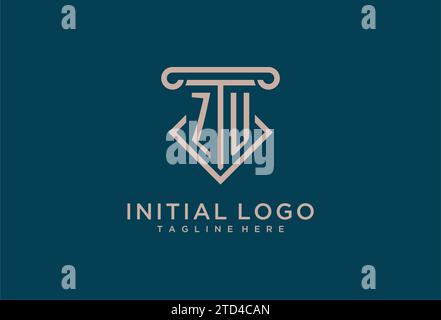ZU initial with pillar icon design, clean and modern attorney, legal firm logo design ideas Stock Vector