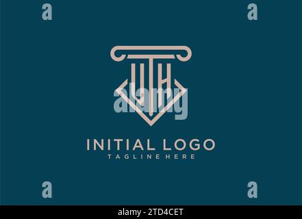 UH initial with pillar icon design, clean and modern attorney, legal firm logo design ideas Stock Vector