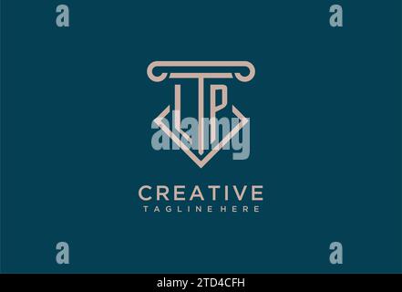 LP initial with pillar icon design, clean and modern attorney, legal firm logo design ideas Stock Vector